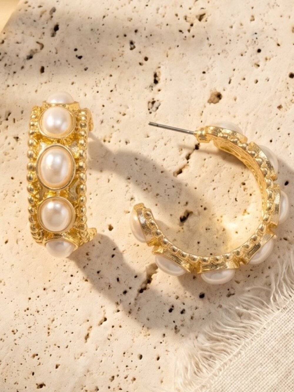 COMING SOON GEMMA LARGE PERAL HOOP EARRINGS